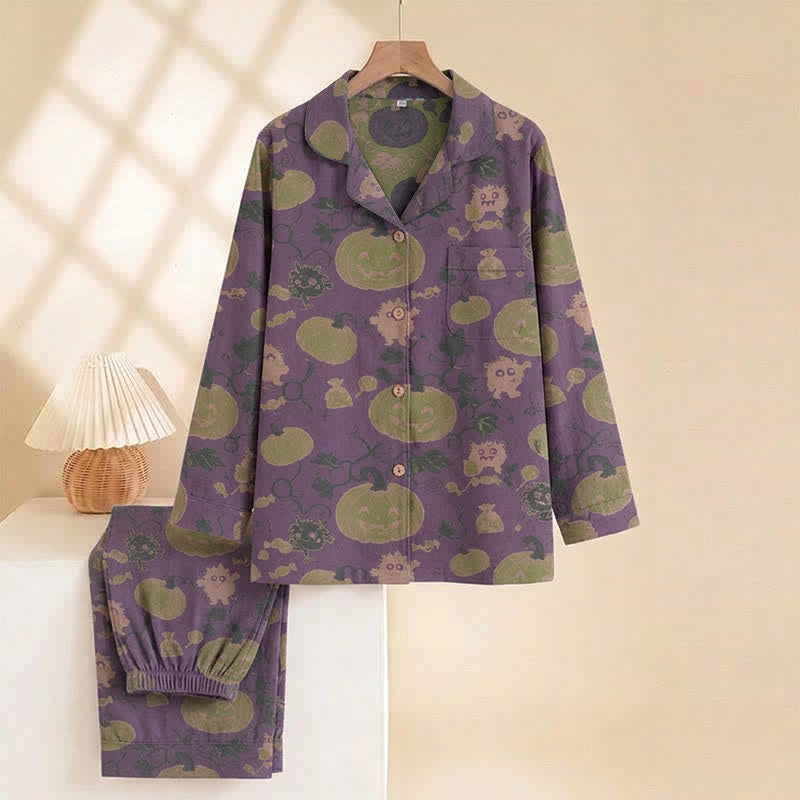 Ownkoti Whimsical Halloween Creature Pumpkin Loungewear Set - image 1
