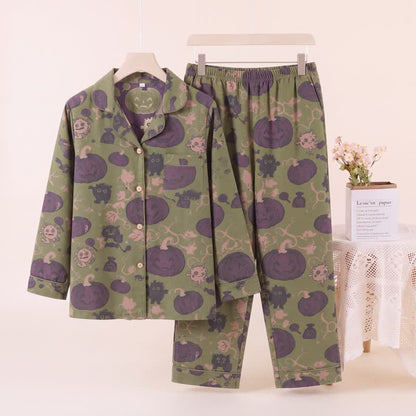 Ownkoti Whimsical Halloween Creature Pumpkin Loungewear Set - Green - XL - image 5
