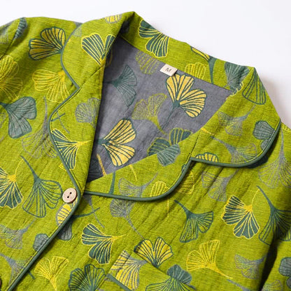 Ownkoti Nature‑Inspired Ginkgo Leaf Cotton Loungewear Set - image 4