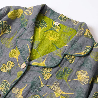 Ownkoti Nature‑Inspired Ginkgo Leaf Cotton Loungewear Set - image 9