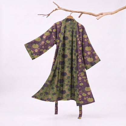 Ownkoti Halloween Pumpkin Monster Cotton Kimono Robe - Purple - XXL - image 0