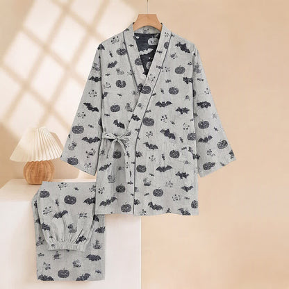 Ownkoti Halloween Bat Pumpkin Cotton Kimono Pajama Set - image 8