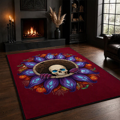 Ownkoti Gothic Skull Well Halloween Non-Slip Area Rug - image 3