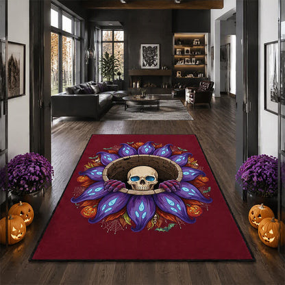 Ownkoti Gothic Skull Well Halloween Non-Slip Area Rug - image 2