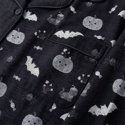 Ownkoti Halloween Pumpkin Bat Cotton Gauze Loungewear Set - image 4