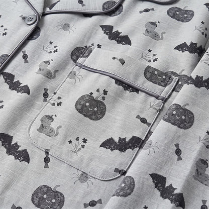 Ownkoti Halloween Pumpkin Bat Cotton Gauze Loungewear Set - image 9