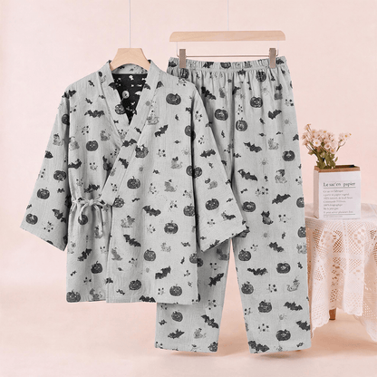 Ownkoti Halloween Bat Pumpkin Cotton Kimono Pajama Set - image 7