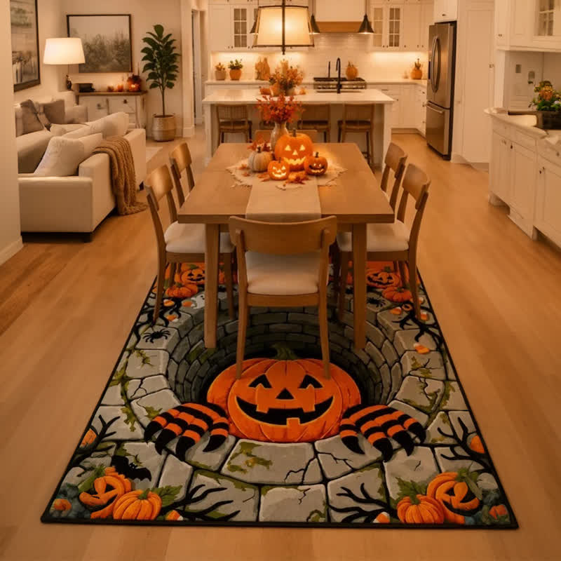 Ownkoti 3D Halloween Pumpkin Optical Illusion Area Rug - image 4