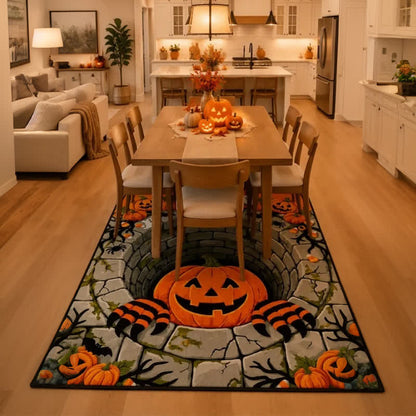 Ownkoti 3D Halloween Pumpkin Optical Illusion Area Rug - image 4