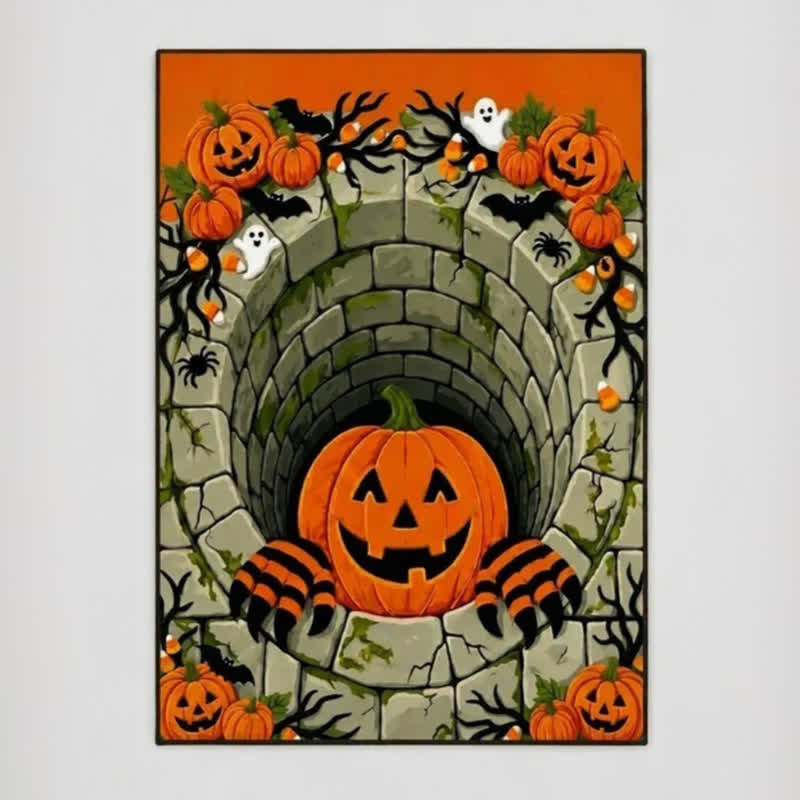 Ownkoti 3D Halloween Pumpkin Optical Illusion Area Rug - image 6