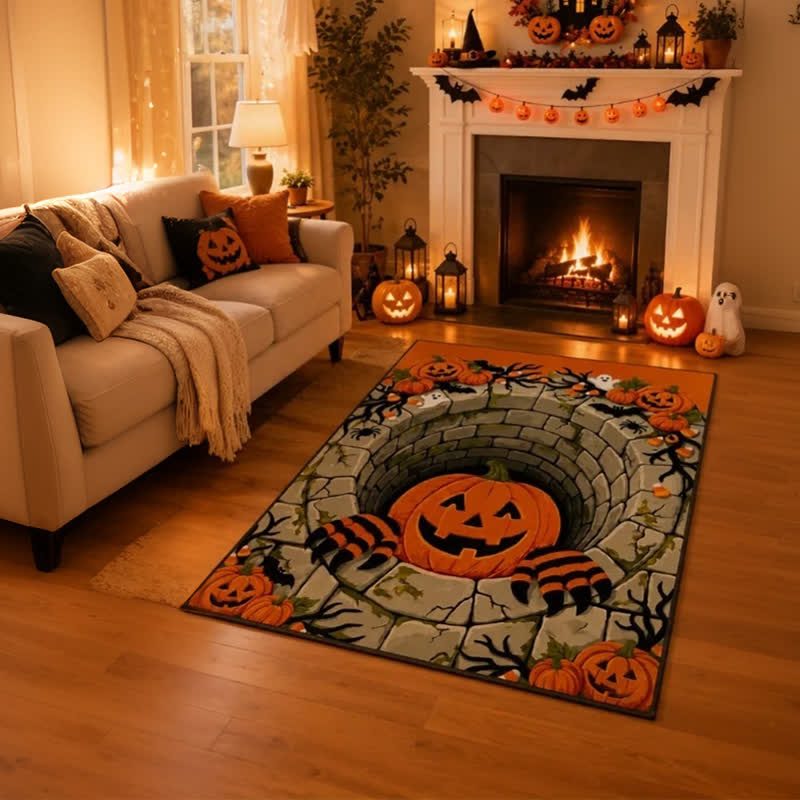 Ownkoti 3D Halloween Pumpkin Optical Illusion Area Rug - image 3