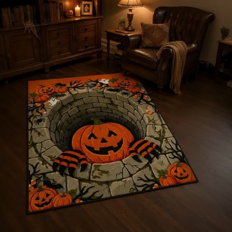Ownkoti 3D Halloween Pumpkin Optical Illusion Area Rug - image 2