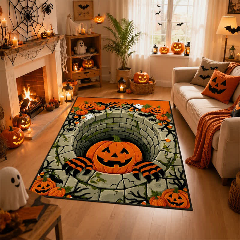 Ownkoti 3D Halloween Pumpkin Optical Illusion Area Rug - image 5