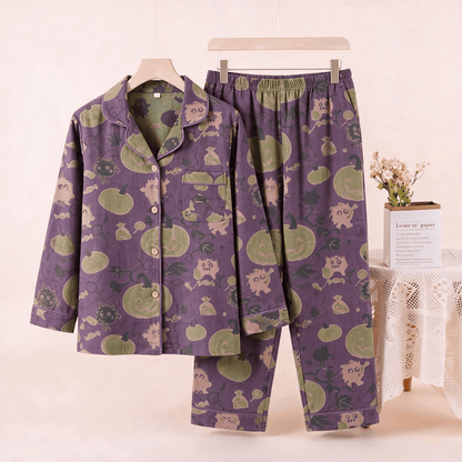 Ownkoti Whimsical Halloween Creature Pumpkin Loungewear Set - Purple - XL - image 0