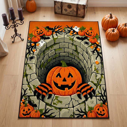 Ownkoti 3D Halloween Pumpkin Optical Illusion Area Rug - image 1
