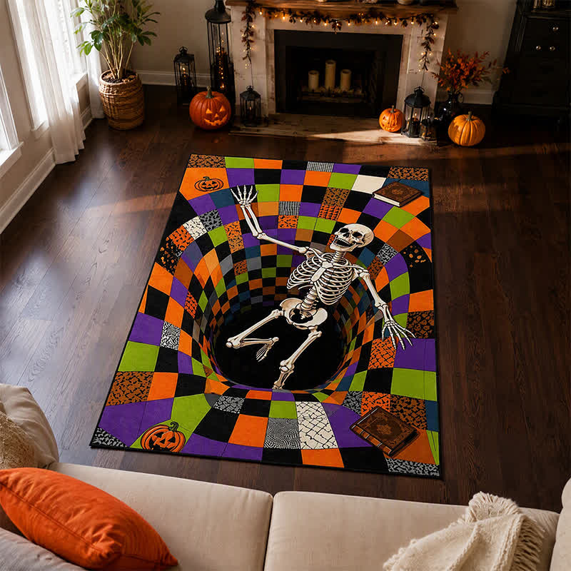 Ownkoti Falling Skeleton 3D Vortex Non-slip Area Rug - image 1