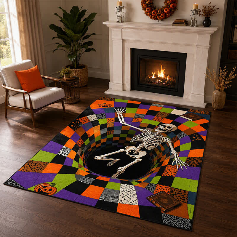Ownkoti Falling Skeleton 3D Vortex Non-slip Area Rug - 95" x 119" - image 0