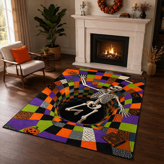 Ownkoti Falling Skeleton 3D Vortex Non-slip Area Rug - 95" x 119" - image 0