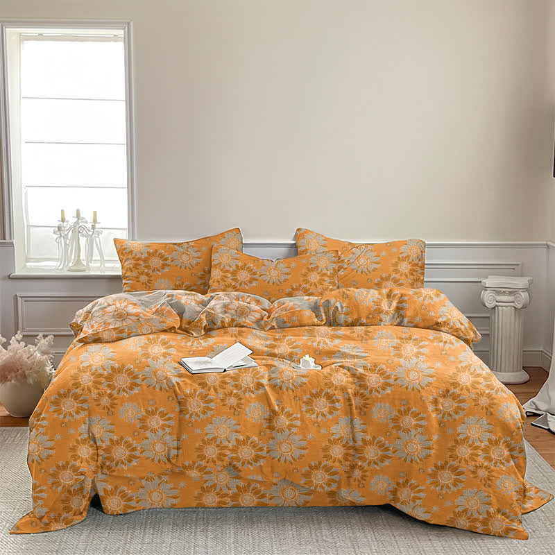 Ownkoti Vintage Sunflower Orange Cotton Bedding Set - image 5