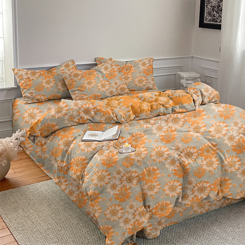 Ownkoti Vintage Sunflower Orange Cotton Bedding Set - image 11