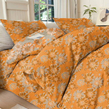 Ownkoti Vintage Sunflower Orange Cotton Bedding Set - Orange - 20" x 37" - 2PCS Pillowcases - image 0