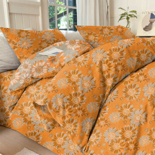 Ownkoti Vintage Sunflower Orange Cotton Bedding Set - Orange - 20" x 37" - 2PCS Pillowcases - image 0