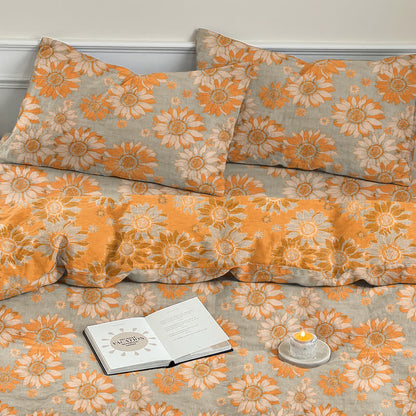 Ownkoti Vintage Sunflower Orange Cotton Bedding Set - image 17