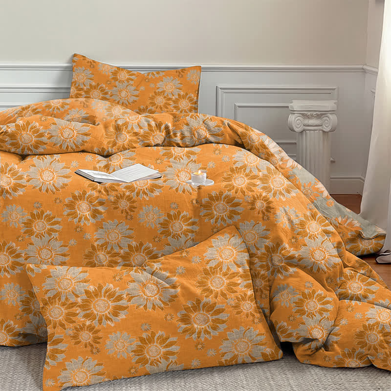 Ownkoti Vintage Sunflower Orange Cotton Bedding Set - image 6