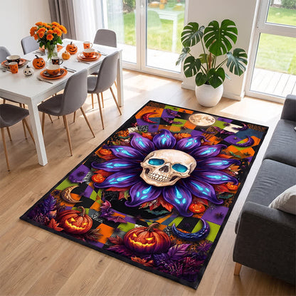 Ownkoti Halloween Gothic Skull Mandala Non-slip Area Rug - image 4