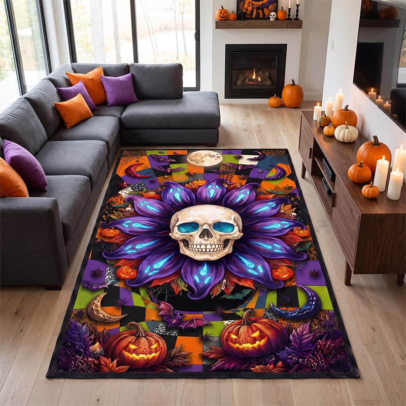 Ownkoti Halloween Gothic Skull Mandala Non-slip Area Rug - image 3