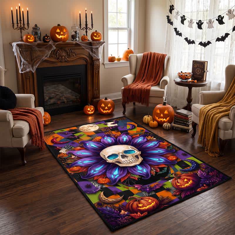 Ownkoti Halloween Gothic Skull Mandala Non-slip Area Rug - image 2