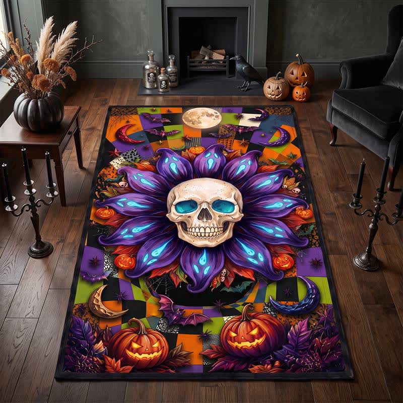 Ownkoti Halloween Gothic Skull Mandala Non-slip Area Rug - image 1