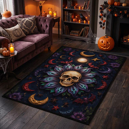 Ownkoti Celestial Gothic Skull Mandala Area Rug - image 1
