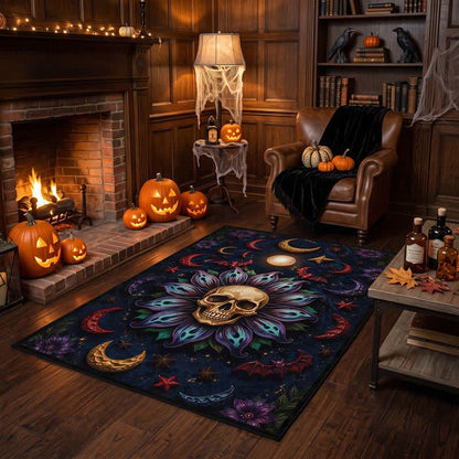 Ownkoti Celestial Gothic Skull Mandala Area Rug - image 2