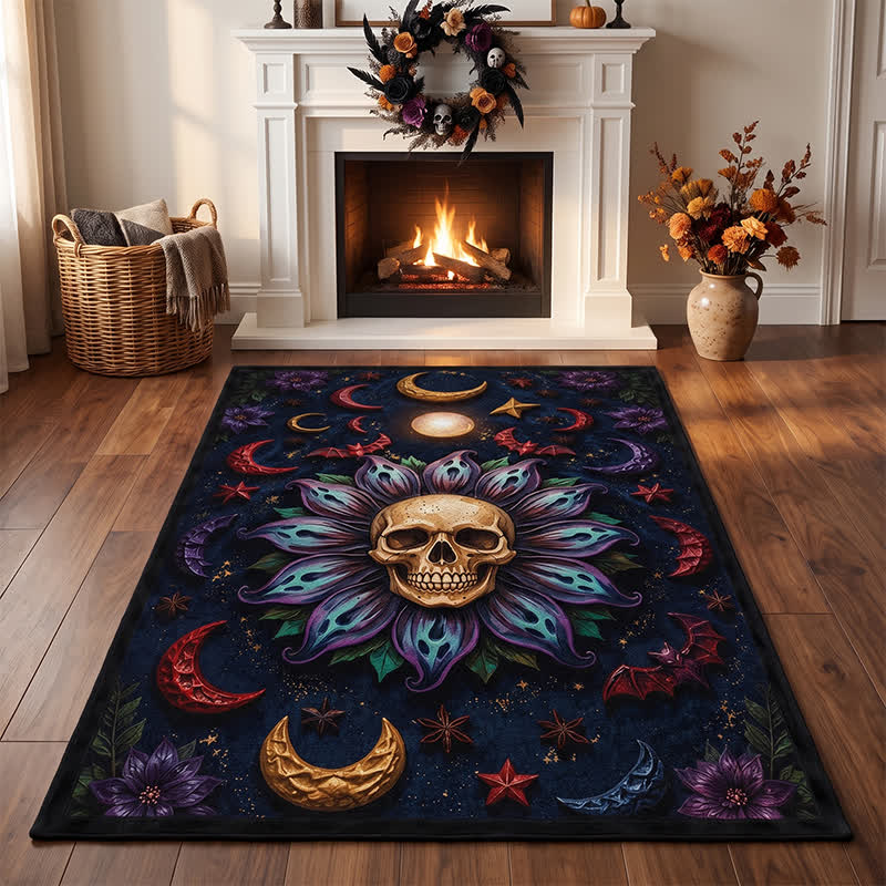 Ownkoti Celestial Gothic Skull Mandala Area Rug - image 3