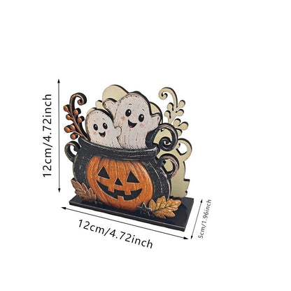 Ownkoti Wooden Halloween Spook Napkin Holder - Pumpkin Ghost - 5PCS - image 3