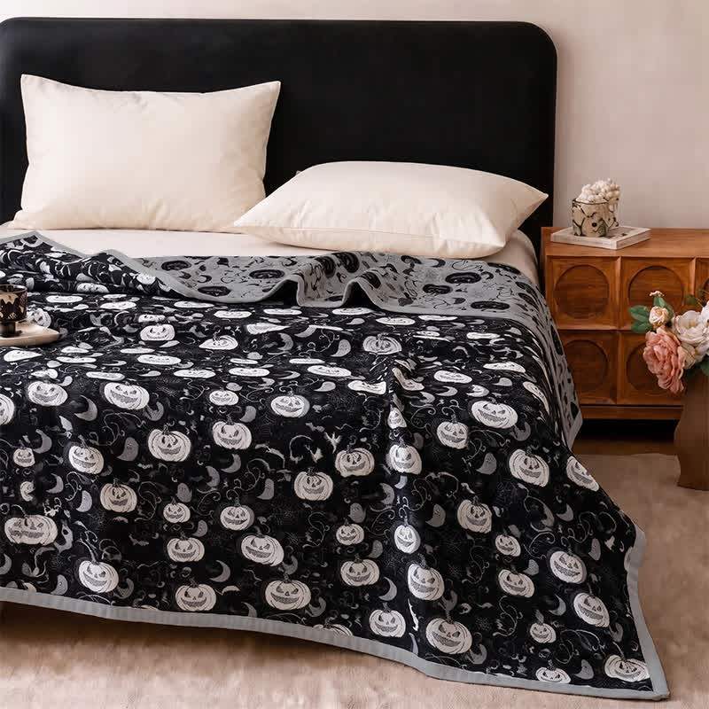 Ownkoti Halloween Pumpkin Ghost Reversible Cotton Blanket - image 3