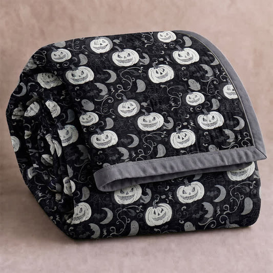 Ownkoti Halloween Pumpkin Ghost Reversible Cotton Blanket - Black - Blanket - 98" x 94" - image 0