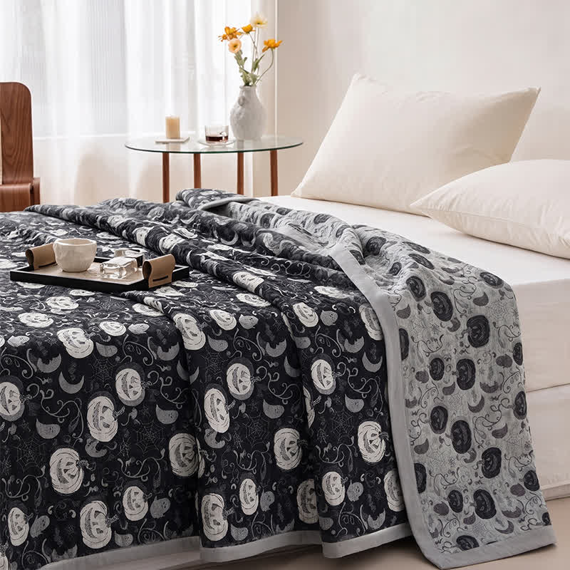 Ownkoti Halloween Pumpkin Ghost Reversible Cotton Blanket - image 2