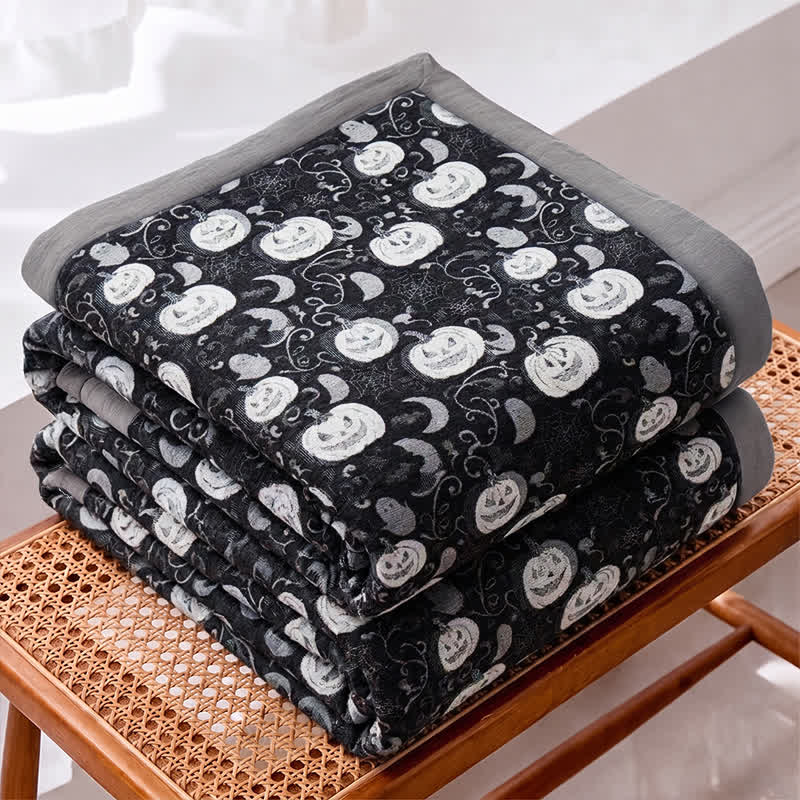 Ownkoti Halloween Pumpkin Ghost Reversible Cotton Blanket - image 1