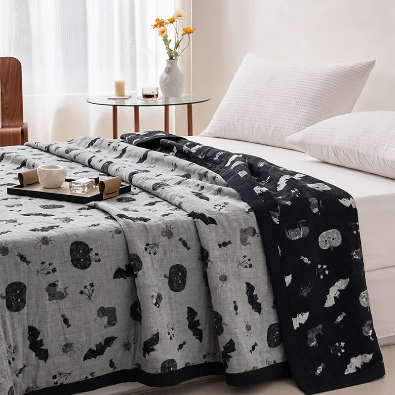 Ownkoti Cute Halloween Pumpkin Bat Reversible Cotton Blanket - image 7