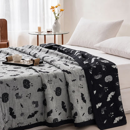 Ownkoti Cute Halloween Pumpkin Bat Reversible Cotton Blanket - image 7