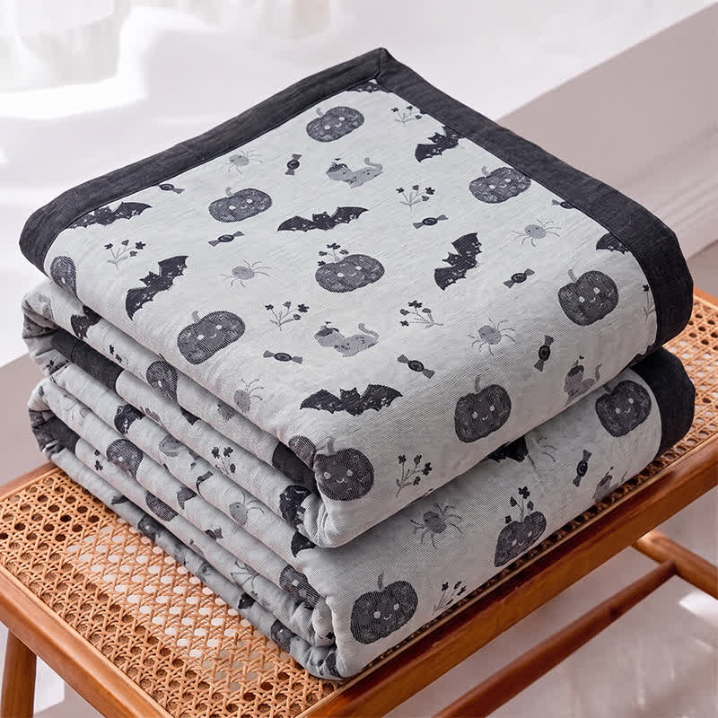 Ownkoti Cute Halloween Pumpkin Bat Reversible Cotton Blanket - image 6