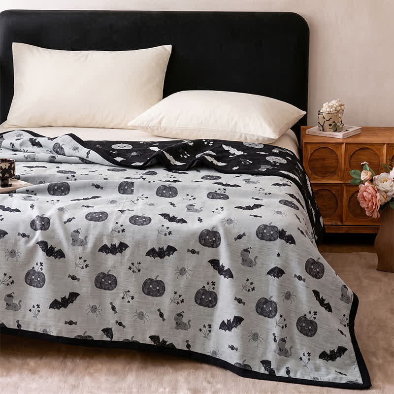 Ownkoti Cute Halloween Pumpkin Bat Reversible Cotton Blanket - image 8
