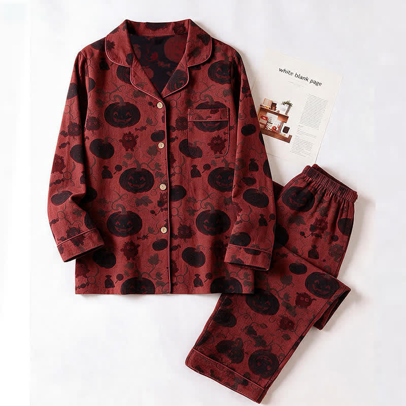 Ownkoti Red Pumpkin Monster Cotton Loungewear Set - image 2
