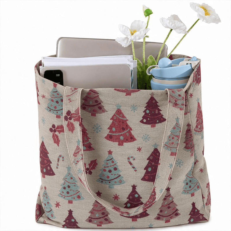 Ownkoti Christmas Tree Cotton Tote Shoulder Bag - image 14