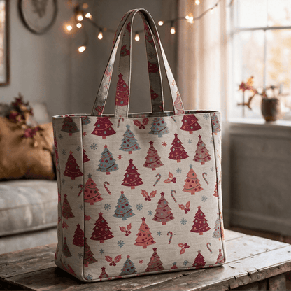 Ownkoti Christmas Tree Cotton Tote Shoulder Bag - Beige - 14.2"W × 15.4"H × 4.1"D - image 13