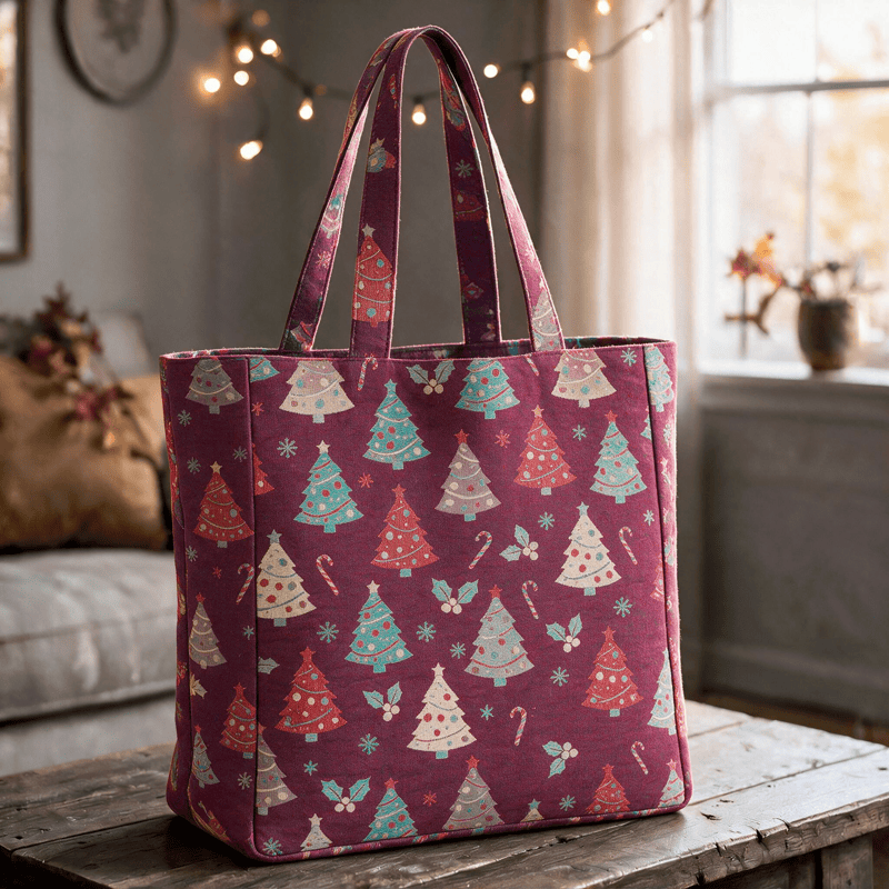 Ownkoti Christmas Tree Cotton Tote Shoulder Bag - Purple - 14.2"W × 15.4"H × 4.1"D - image 8