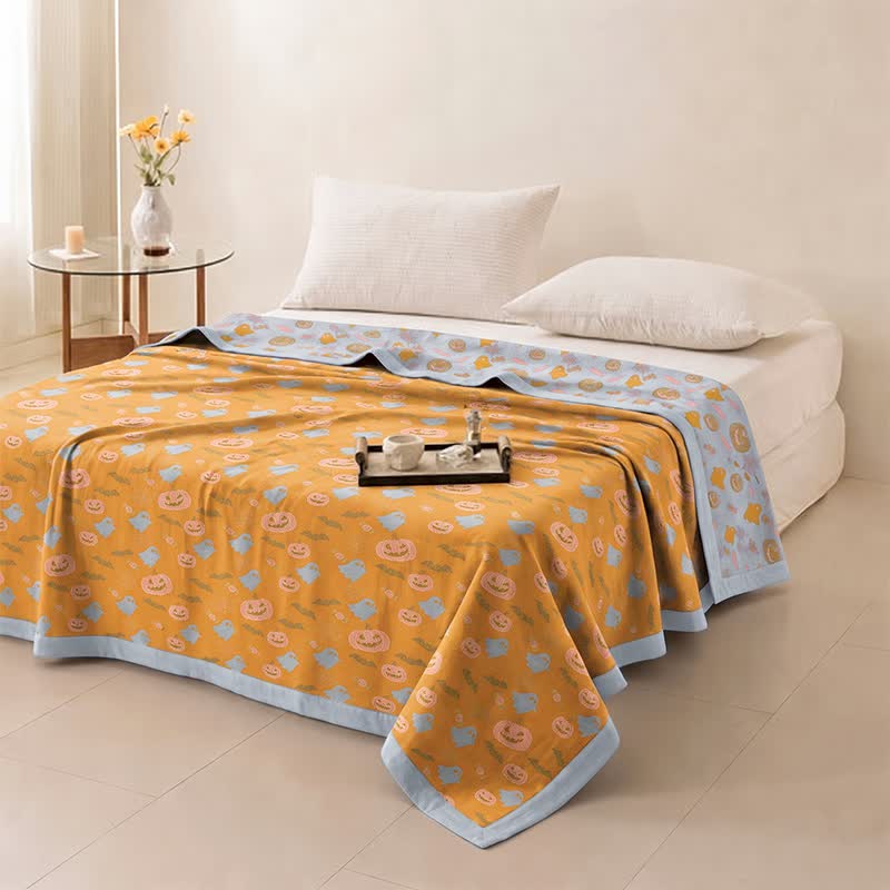 Ownkoti Reversible Halloween Pumpkin Ghost Cotton Blanket - image 4
