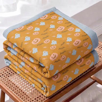 Ownkoti Reversible Halloween Pumpkin Ghost Cotton Blanket - image 1